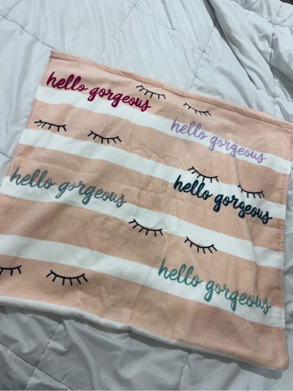 NEW Kassafina “Hello Gorgeous” Pink Stripe Bath Towel